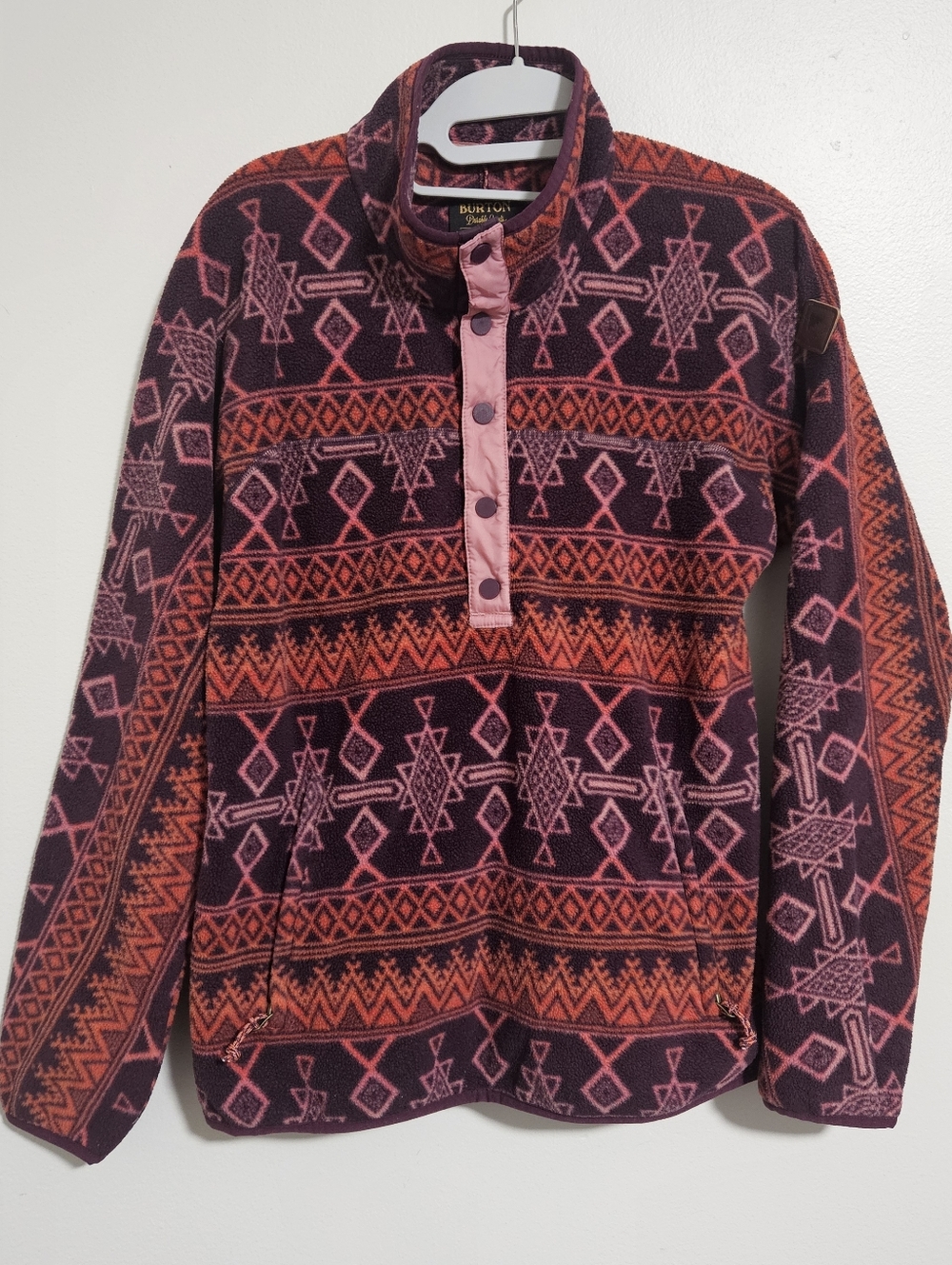 Burton Anouk Fleece Half Snap Jacket Sweater Aztec Anorak Size M